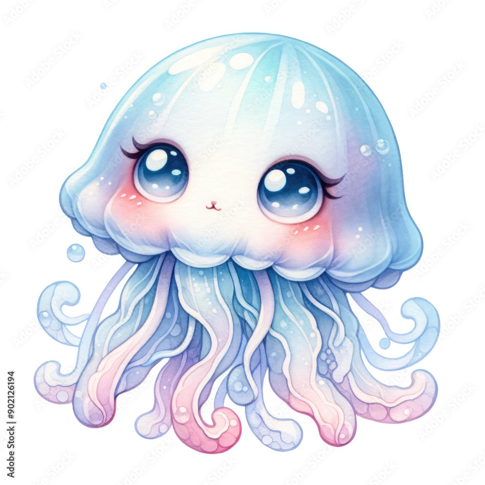 Fototapeta premium A cute cartoon of a jellyfish with a big smile on its face