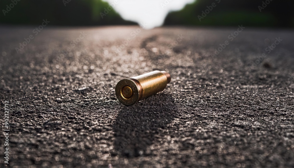 Abandoned Bullet Casings on Empty Road Abandoned Bullet Casings on Empty Road