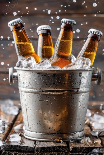 a bucket of beer with ice