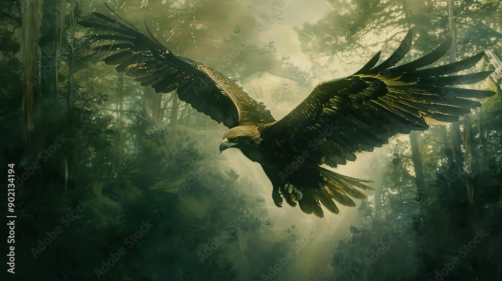 Fototapeta premium Golden eagle hawk. Portrait of a bird of prey photography