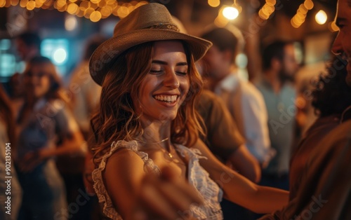 Crowds sway and dance joyfully in a country music bar, enjoying an evening filled with music and celebration