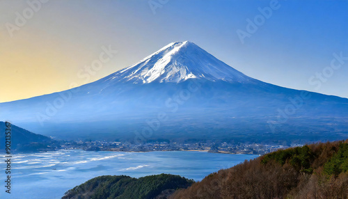 Image material of Mount Fuji, the highest mountain in Japan.