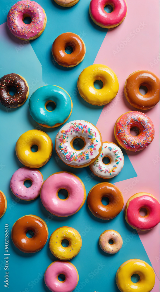 Fototapeta premium a lot of colorful donuts