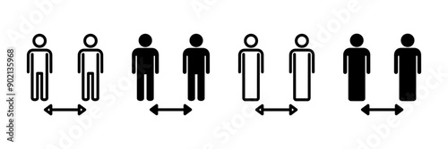 Social distancing icon vector isolated on white background. Keep distance sign. Coronavirus. Social Distancing and Self Quarantine.