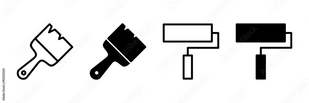 Paint icon vector isolated on white background. Paint brush vector icon. Paint roller icon Paint icon vector isolated on white background. Paint brush vector icon. Paint roller icon