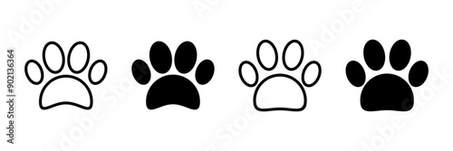 Paw icon vector isolated on white background. Paw Print icon