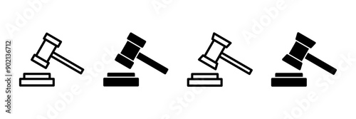Gavel icon vector isolated on white background. Hammer icon vector. Judge Gavel Auction Icon Vector. Bid