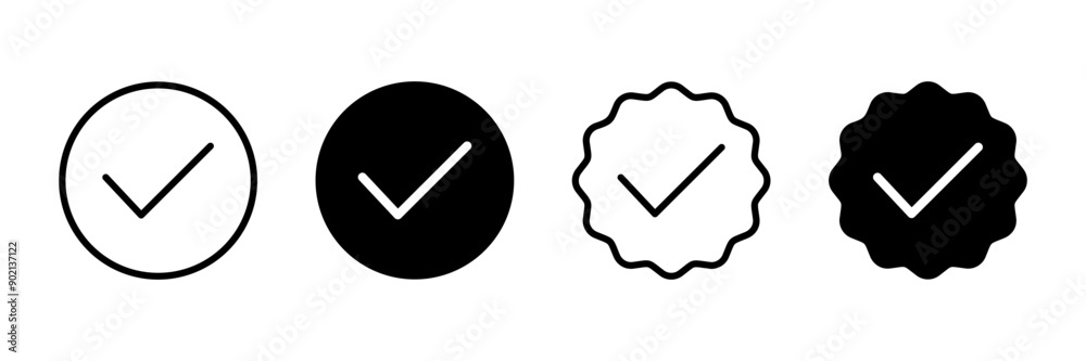 Approved icon vector isolated on white background. Certified Medal Icon vector. check mark Approved icon vector isolated on white background. Certified Medal Icon vector. check mark