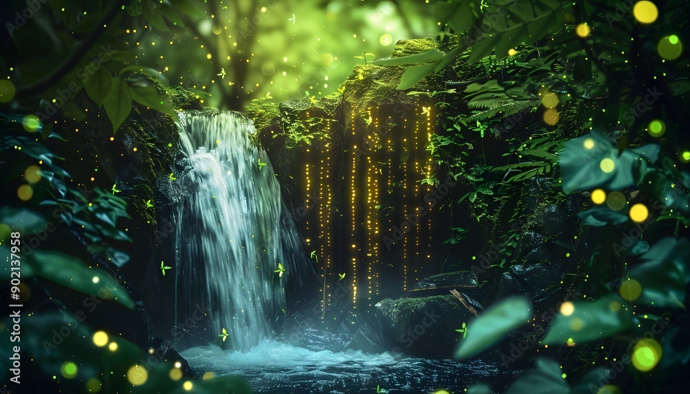 Naklejka premium green, nature, light, water, grass, texture, rain, christmas, summer, night, pattern, bright, color, 3d, sun, illustration, wallpaper, sky, spring, art, design, star, plant, window