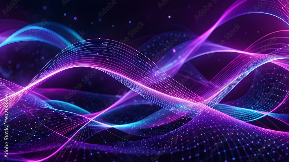 Obraz premium A purple and blue wave with a lot of dots