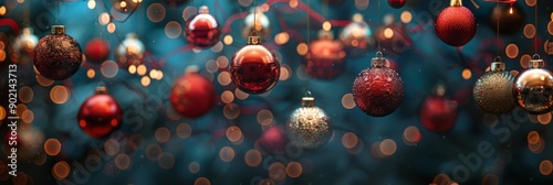 Wallpaper Mural a captivating photograph captures a dark enchanting scene a multitude of ornaments primarily red  Torontodigital.ca