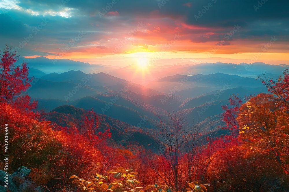 Radiant Sunset over Majestic Mountains Radiant Sunset over Majestic Mountains