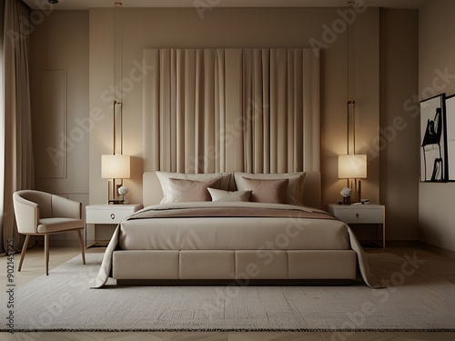 Stylish Bedroom in Calm Beige Colors