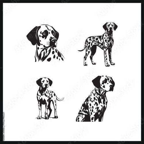 Dalmatian vector silhouette illustration. Dog silhouette