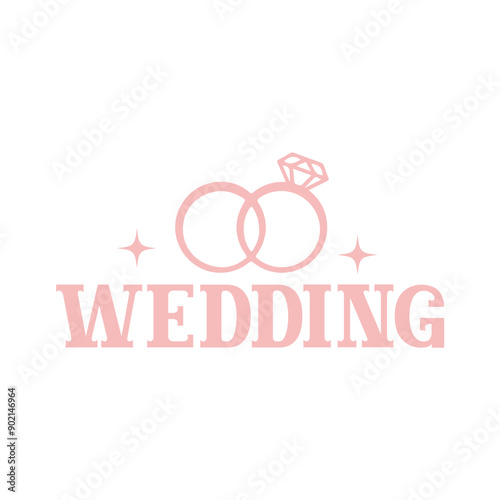 Wedding typography design on plain white transparent isolated background for card, shirt, hoodie, sweatshirt, apparel, tag, mug, icon, poster or badge