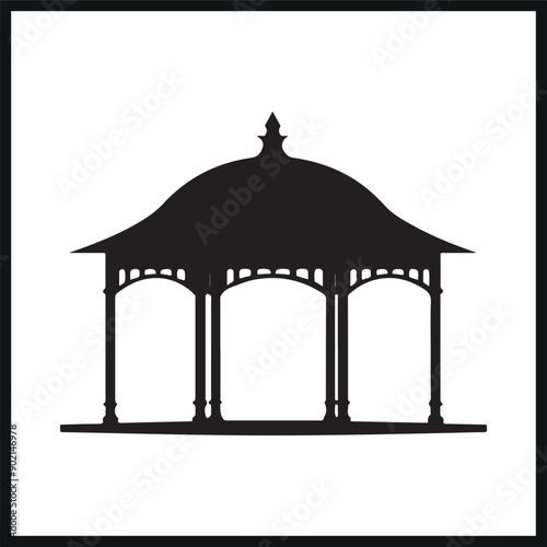 Elegant Gazebo Silhouette clipart on a white