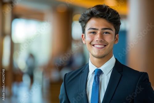 Smiling Businessman in Suit and Tie