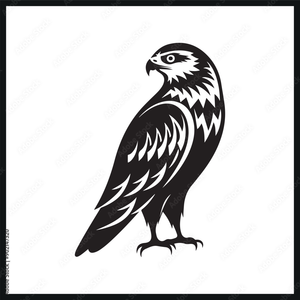 Fototapeta premium falcon silhouette on white vector clipart