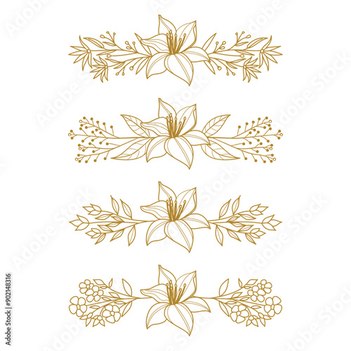 The Blooms Greenery Floral Foliage Ornament Corner Text Separator Elegance Frame for Invitations
