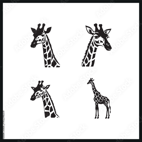 Giraffe vector logo illustration black color
