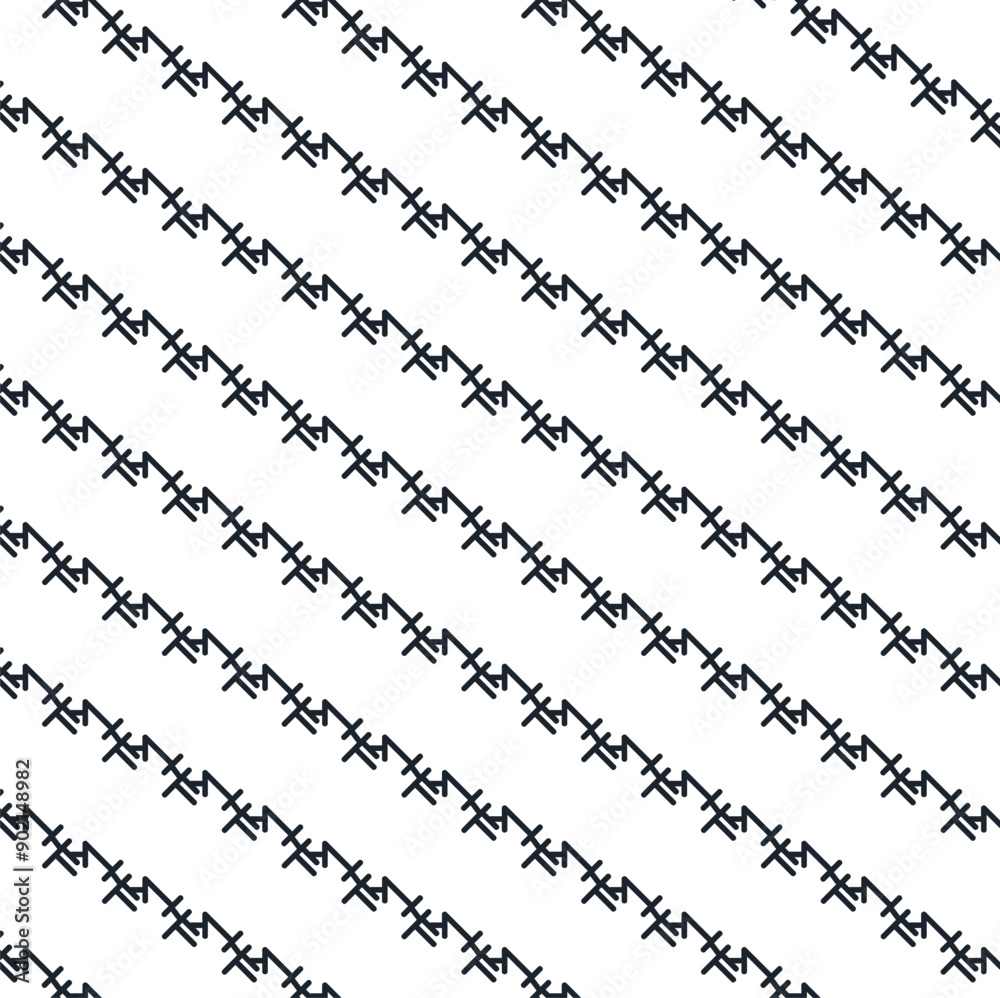 Fototapeta premium Diagonal pattern with needle-like elements resembling barbed wire.
