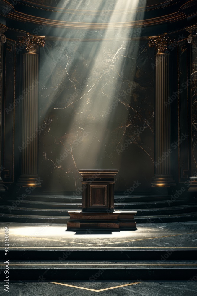 background with podium, empty, cinematic lighting, with a symmetrical composition background with podium, empty, cinematic lighting, with a symmetrical composition