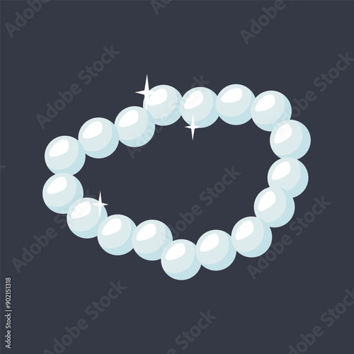 Pearl bracelet isolated. Jewelry icon. Hand drawn sparkling accessorie from gemstone. Luxury Pendant close up. Vintage precious ornament. Vector illustration