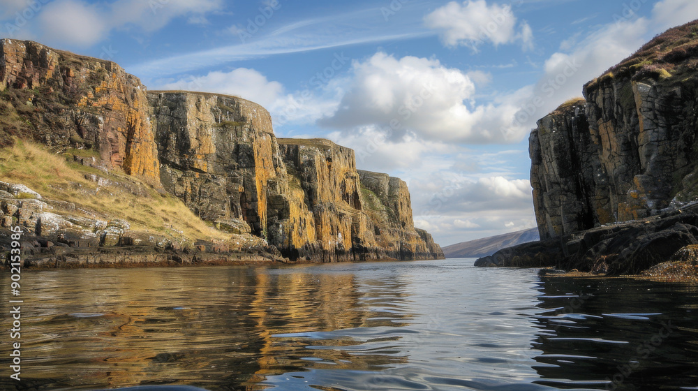 Fototapeta premium A beautiful view of a river with a rocky shoreline