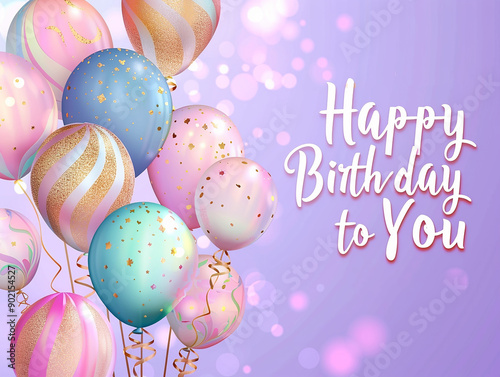 Elegant Birthday Card with Gold and Silver Balloons