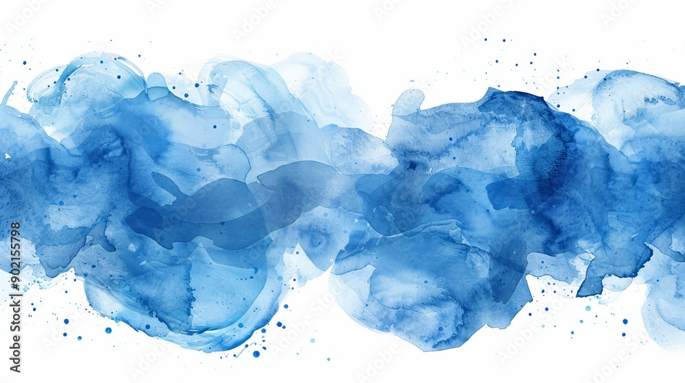 Fototapeta premium Abstract blue watercolor painted background