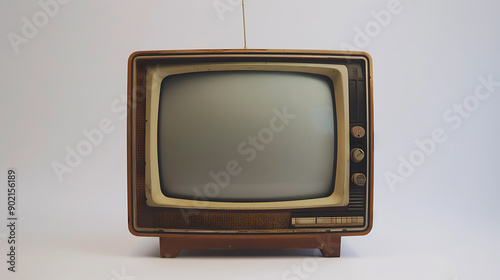 Retro old television isolated on white background