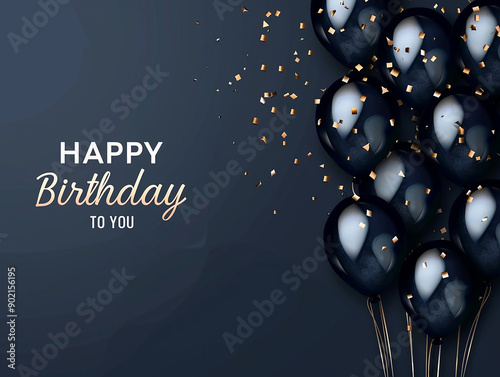 Elegant Birthday Card with Gold and Silver Balloons