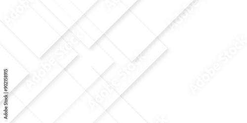 Abstract white background with diamond and triangle shapes layered in modern abstract pattern design.Grey white abstract square background geometry shine and layer element vector for presentation.
