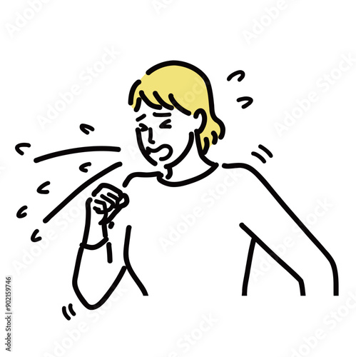 花粉症でくしゃみをしている女性
