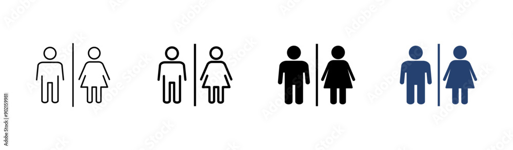 Toilet icon set. restrooms icon vector. bathroom sign. wc, lavatory
