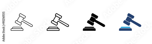 Gavel icon set. judge gavel icon vector. law icon vector. auction hammer