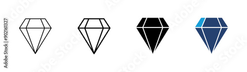 Diamond icon set. diamond gems vector icon.