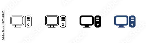 Computer icon set. computer monitor icon vector.