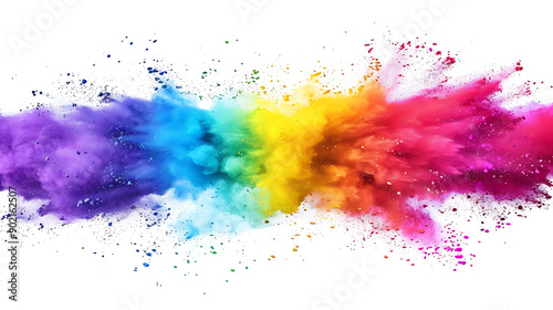 colorful rainbow holi paint color powder explosion isolated white background