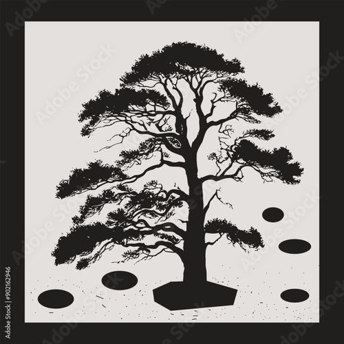 Vectorize black and green tree 