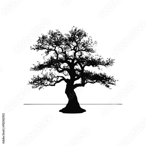 Vectorize black and green tree 