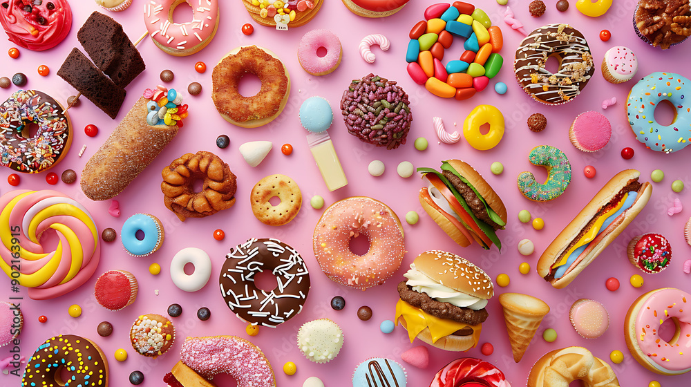 Unhealthy products. food bad for figure, skin, heart and teeth. Unhealthy products. food bad for figure, skin, heart and teeth.