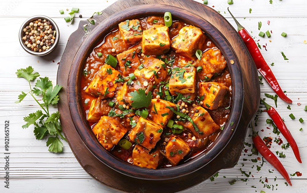 Plate of tasty Paneer Do Pyaza with on white background. Plate of tasty Paneer Do Pyaza with on white background.