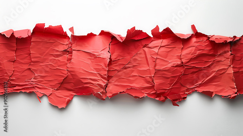 Ripped red paper on white