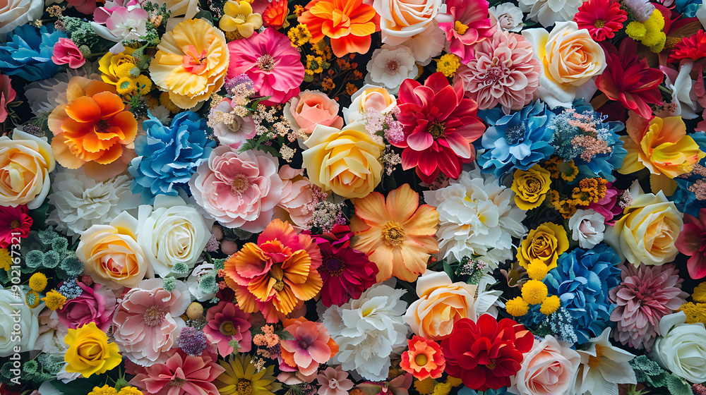 Multi-colored flower wall background Multi-colored flower wall background