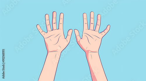 Hands with cartoon like icon