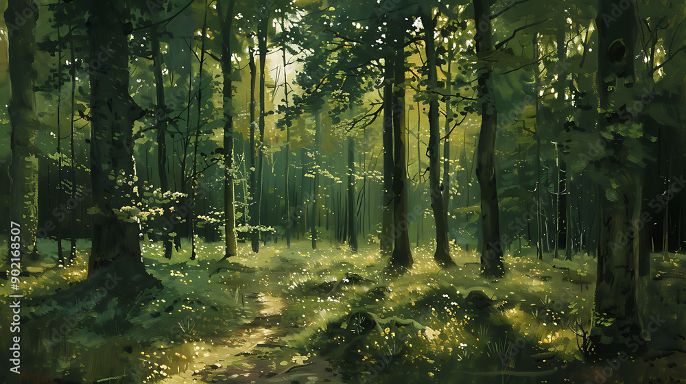 Grünes Wald Panorama im Sommer Grünes Wald Panorama im Sommer