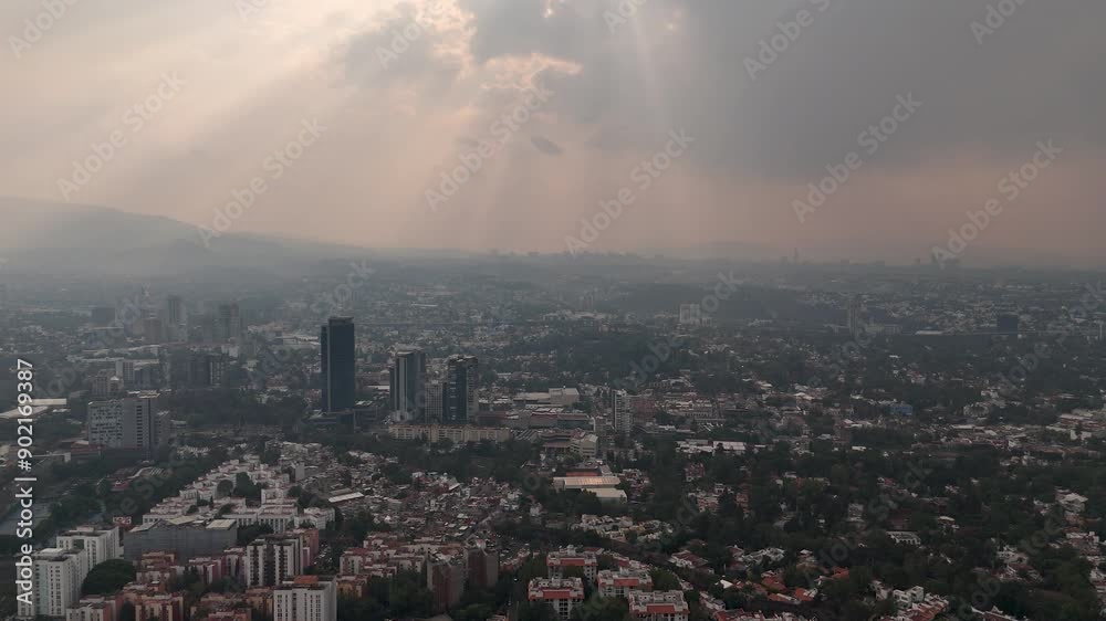Air pollution contingency day in Mexico City, drone views Air pollution contingency day in Mexico City, drone views