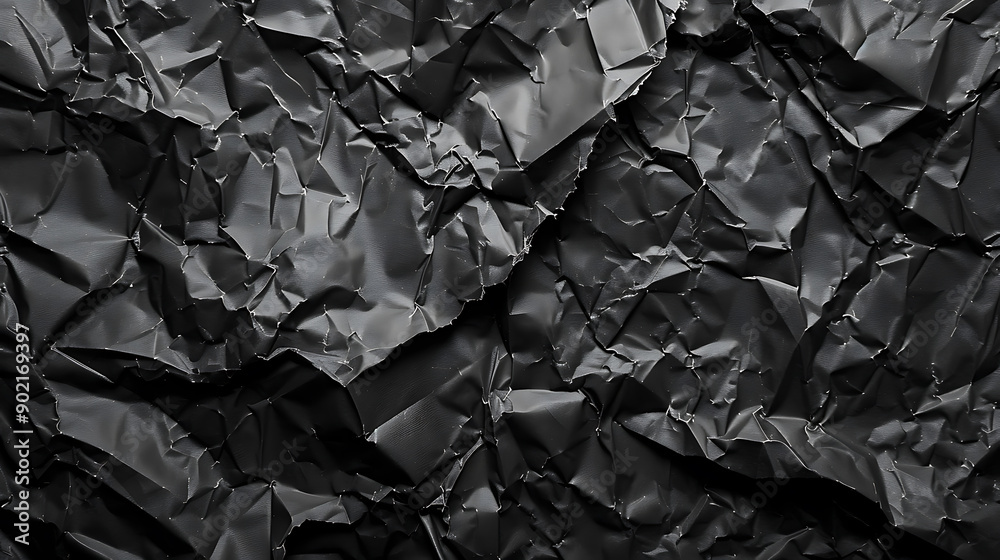 Crumpled black cardboard with wrinkles and wrinkled folds. Old wrapping dusty paper Crumpled black cardboard with wrinkles and wrinkled folds. Old wrapping dusty paper