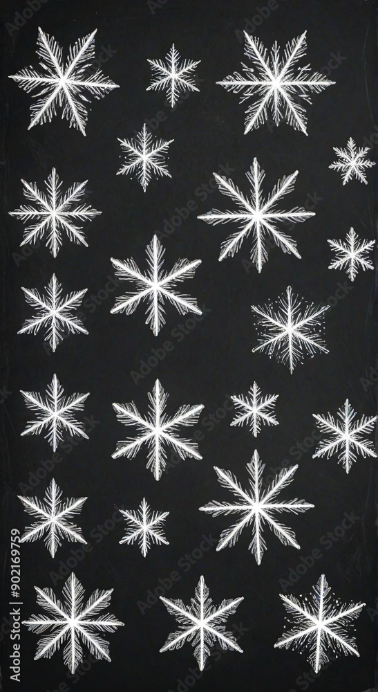snowflakes on black snowflakes on black